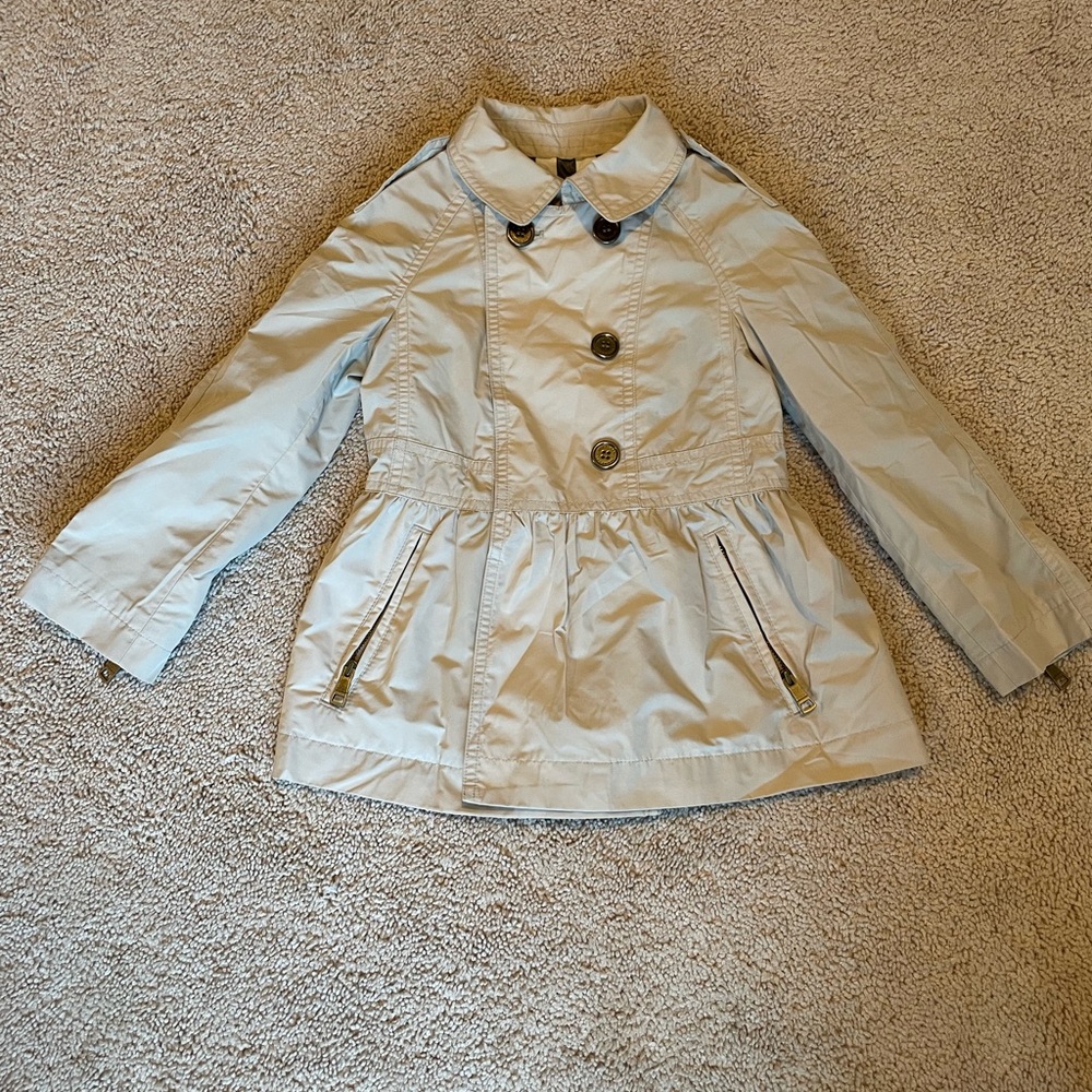 Girls Burberry Cream Raincoat Classic A-line Silhouette